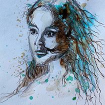 My project in Experimental Portraiture with Ink, Tea and Alcohol course. Artes plásticas, Pintura, Desenho e Ilustração com tinta projeto de Tytti Vinje - 01.03.2022