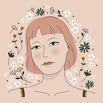 Mijn project van de cursus: Geïllustreerd portretteren met botanische elementen. Un progetto di Illustrazione tradizionale, Illustrazione digitale, Illustrazione botanica e Disegno digitale di silentgirl - 02.03.2022