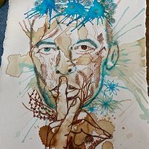 My project in Experimental Portraiture with Ink, Tea and Alcohol course. Artes plásticas, Pintura, Desenho e Ilustração com tinta projeto de majalj - 03.03.2022