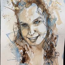 My project in Experimental Portraiture with Ink, Tea and Alcohol course. Artes plásticas, Pintura, Desenho e Ilustração com tinta projeto de Gina Reid - 25.02.2022