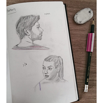 Mi Proyecto del curso: Sketchbook de retrato: explora el rostro humano. Un proyecto de Bocetado, Dibujo, Dibujo de Retrato, Dibujo artístico y Sketchbook de Ale Pinedo Fernández - 03.03.2022