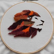 León Geométrico. Embroider, Punch Needle, and Textile Design project by Adry Olmos - 03.03.2022