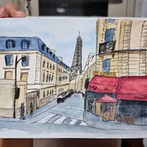 My project in Architectural Sketching with Watercolor and Ink course. Sketching, Drawing, Watercolor Painting, Architectural Illustration, Sketchbook & Ink Illustration project by Anapat Petchpud - 03.05.2022