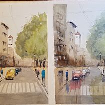 Mi Proyecto del curso: Paisajes urbanos en acuarela. Un projet de Beaux Arts, Aquarelle et Illustration architecturale de marianpri - 05.03.2022