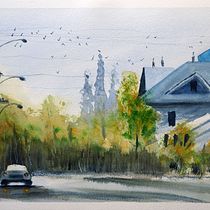 Meu projeto do curso: Criação de paisagem contemporânea em aquarela. Projekt z dziedziny Malowanie akwarelą użytkownika Dinis Ponteira - 06.03.2022