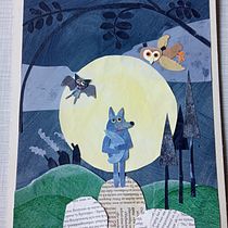 Mein Projekt, illustration mit papier, olfi hat angst. Een project van Traditionele illustratie, Ontwerp van personages, Collage, Kinderillustratie, Papercraft y Creativiteit met kinderen van anja rathmann - 06.03.2022