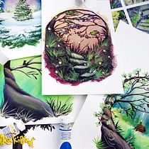 Mein Kursprojekt: Märchenlandschaften mit Gouache malen. Projekt z dziedziny Trad, c, jna ilustracja,  Malarstwo i Malowanie gwaszami użytkownika Christina Siffert - 08.03.2022