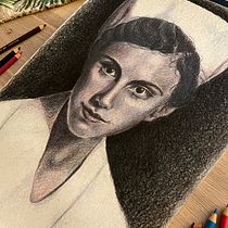 My project for course: Chiaroscuro Creative Portrait with Pencils. Un projet de Illustration traditionnelle, Dessin au cra, on, Dessin de portrait, Dessin artistique, Dessin aux cra , et ons de couleur de gheri - 09.03.2022