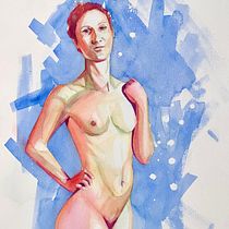 Mein Kursprojekt: Menschliche Figur mit Aquarell. Un progetto di Illustrazione tradizionale, Belle arti, Pittura, Pittura ad acquerello, Disegno realistico e Disegno anatomico di Lilou King - 11.03.2022