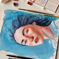Mein Kursprojekt: Artistische Aquarellporträts. Fine Arts, Painting, Watercolor Painting, and Portrait Drawing project by Lilou King - 03.11.2022
