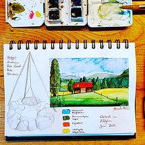 Mein Kursprojekt: Aquarellreiseheft. Traditional illustration, Watercolor Painting, Architectural Illustration, and Sketchbook project by hbauapamn - 03.12.2022