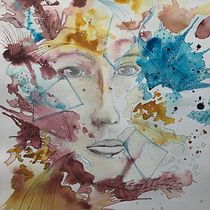 Mon projet du cours : Portrait expérimental à l'encre, à l'alcool et au thé. Artes plásticas, Pintura, Desenho e Ilustração com tinta projeto de Marie-eve Rivard - 13.03.2022
