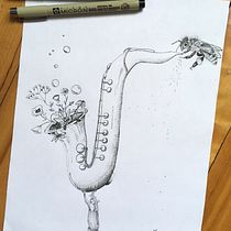 Mon projet du cours : Illustration surréaliste au feutre fin Ein Projekt aus dem Bereich Traditionelle Illustration, Bleistiftzeichnung, Zeichnung, Realistische Zeichnung, Artistische Zeichnung und Illustration mit Tinte von Aurélie - 13.03.2022