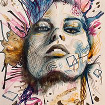 Mi Proyecto del curso: Retrato experimental con tinta, alcohol y té. Artes plásticas, Pintura, Desenho e Ilustração com tinta projeto de Rebecca Angelina Fernández - 14.03.2022