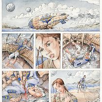 The crash of the "Emerhaya". Traditional illustration, Comic, and Watercolor Painting project by Anna E. Lukasik-Fisch - 03.14.2022