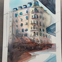 Mein Kursprojekt: Architektonische Zeichnung mit Aquarell und Tinte. Sketching, Drawing, Watercolor Painting, Architectural Illustration, Sketchbook & Ink Illustration project by jennahuff - 03.15.2022