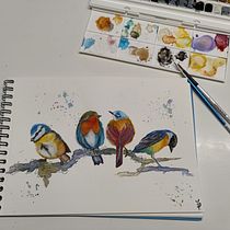 Mon projet du cours : Techniques artistiques d'aquarelle pour illustrer les oiseaux. Traditional illustration, Watercolor Painting, Realistic Drawing, and Naturalistic Illustration project by Laetitia Vogel - 03.16.2022