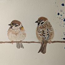 My project for course: Artistic Watercolor Techniques for Illustrating Birds. Traditional illustration, Watercolor Painting, Realistic Drawing, and Naturalistic Illustration project by kimi_skyblue5 - 03.16.2022