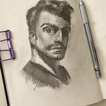 My project for course: Artistic Portrait Drawing: Capture Authentic Expressions. Un projet de Illustration traditionnelle, Beaux Arts, Esquisse , Dessin au cra, on, Dessin, Dessin de portrait, Dessin réaliste, Dessin artistique , et Dessin anatomique de Anna Boykova - 19.03.2022