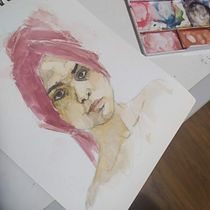 Meu projeto do curso: Retrato artístico em aquarela. Fine Arts, Painting, Watercolor Painting, and Portrait Drawing project by Carolina Coimbra - 03.21.2022