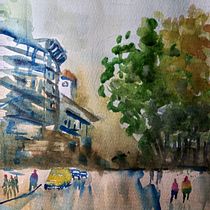 Mi Proyecto del curso: Paisajes urbanos en acuarela. Fine Arts, Watercolor Painting, and Architectural Illustration project by Fela Muretti - 03.23.2022
