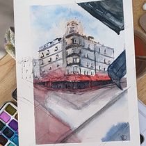 Mon projet du cours : Dessin architectural à l’aquarelle et à l’encre. Sketching, Drawing, Watercolor Painting, Architectural Illustration, Sketchbook & Ink Illustration project by Aro - 03.22.2022