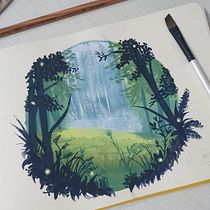 Meu projeto do curso: Pintura de paisagens atmosféricas com guache. Projekt z dziedziny Trad, c, jna ilustracja,  Malarstwo i Malowanie gwaszami użytkownika Bianca Marçal - 26.03.2022
