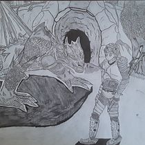 cara peitando um dragão Ein Projekt aus dem Bereich Traditionelle Illustration, Bleistiftzeichnung und Zeichnung von Joaquim Pains - 28.03.2022