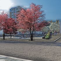 Meu projeto do curso: Praça Afonso do Paço, Campo de Ourique (Lisbon, Portugal). Un projet de Architecture, Pa, sagisme, Illustration numérique, Architecture numérique et Illustration architecturale de Rui Correia - 29.03.2022