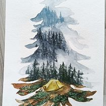 My project for course: Double Exposure Watercolor: Painting Nature. Un proyecto de Ilustración tradicional, Pintura a la acuarela, Dibujo realista e Ilustración naturalista				 de lena.tsch - 30.03.2022