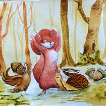 My project for course: Animal Characters in Watercolor for Children’s Books. Traditional illustration, Fine Arts, Painting, Drawing, Watercolor Painting, Children's Illustration, and Narrative project by Katarína Kubečkova - 03.30.2022