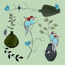 My project for course: Contemporary Print Design: Scale, Color, and Composition. Un projet de Illustration traditionnelle, Création d'accessoires, St, lisme, Estampe , et Peinture gouache de Viktoria Zhulego - 31.03.2022