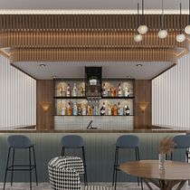 Grey Oak - RestoBar. Projekt z dziedziny Architektura wnętrz, Projektowanie wnętrz,  Dekoracja wnętrz, Dekoracja wnętrz i Projektowanie przestrzeni użytkownika namrathajhabakh - 14.03.2022