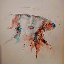 Mon projet du cours : Portrait expérimental à l'encre, à l'alcool et au thé. Artes plásticas, Pintura, Desenho e Ilustração com tinta projeto de mourgueschristine - 02.04.2022