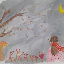 Noche de Otoño.. Traditional illustration, Fine Arts, Painting, and Gouache Painting project by cardortgon323 - 04.03.2022