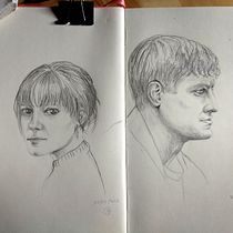 Mon projet du cours : Carnet de portraits : explorez le visage humain. Sketching, Drawing, Portrait Drawing, Artistic Drawing, and Sketchbook project by vero_davidson - 04.06.2022
