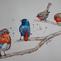 Mijn project van de cursus: Vogels illustreren met artistieke aquarel. Traditional illustration, Watercolor Painting, Realistic Drawing, and Naturalistic Illustration project by Geke Bijma - 04.06.2022