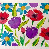 My project for course: Vibrant Floral Patterns with Watercolors. Traditional illustration, Pattern Design, Watercolor Painting, and Botanical Illustration project by 99notebooks - 04.06.2022