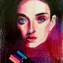Mein Kursprojekt: Kreatives Porträt in Chiaroscuro mit Bleistift. Un projet de Illustration traditionnelle, Dessin au cra, on, Dessin de portrait, Dessin artistique, Dessin aux cra , et ons de couleur de Lilou King - 08.04.2022