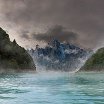 Matte Painting: El lago. Photograph, Photograph, Post-production, Photo Retouching, Digital Photograph, Photomontage, and Matte Painting project by Jesús Zagal - 04.07.2022