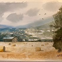 My project for course: Watercolor Landscapes: Experimental Tools and Techniques. Projekt z dziedziny  Sztuki piękne,  Malarstwo i Malowanie akwarelą użytkownika alorente22 - 09.04.2022