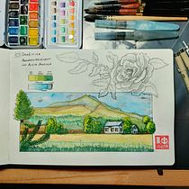 Mein Kursprojekt: Aquarellreiseheft. Traditional illustration, Watercolor Painting, Architectural Illustration, and Sketchbook project by Jens Landefeld - 04.11.2022