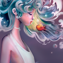 Mi Proyecto del curso: Retratos digitales de fantasía con Photoshop_Retrato Abyssal. Traditional illustration, Drawing, Digital Illustration, Portrait Drawing, Digital Drawing, and Digital Painting project by Ana Rodríguez González - 03.27.2022