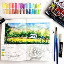 Mon projet du cours : Carnet de voyage à l’aquarelle. Traditional illustration, Watercolor Painting, Architectural Illustration, and Sketchbook project by Ophélie Camélia - 04.17.2022