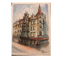 Mein Kursprojekt: Architektonische Zeichnung mit Aquarell und Tinte. Sketching, Drawing, Watercolor Painting, Architectural Illustration, Sketchbook & Ink Illustration project by Sandra - 04.18.2022
