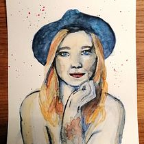 Mein Kursprojekt: Artistische Aquarellporträts (Gina) . Fine Arts, Painting, Watercolor Painting, and Portrait Drawing project by Ricarda Goertz - 04.20.2022