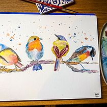 My project for course: Artistic Watercolor Techniques for Illustrating Birds. Projekt z dziedziny Trad, c, jna ilustracja, Malowanie akwarelą, R, sunek realist, czn, Ilustracja naturalist i czna użytkownika Melissa - 21.04.2022