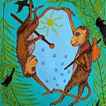 Ilustração com tinta acrílica: arcanos maiores do Tarot: "o louco", "a impeatriz", "o eremita" e a "a Lua". Un proyecto de Ilustración tradicional, Pintura, Creatividad y Pintura acrílica de Filomena Amador - 19.04.2022
