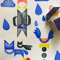 My project for course: Sketchbooking with Handmade Stamps. Traditional illustration, Pattern Design, Printing, Sketchbook, and Engraving project by Megumi Watanabe - 04.30.2022