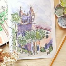 Meu projeto do curso: Desenho arquitetônico com aquarela e tinta. Sketching, Drawing, Watercolor Painting, Architectural Illustration, Sketchbook & Ink Illustration project by isadorabvilar - 05.04.2022